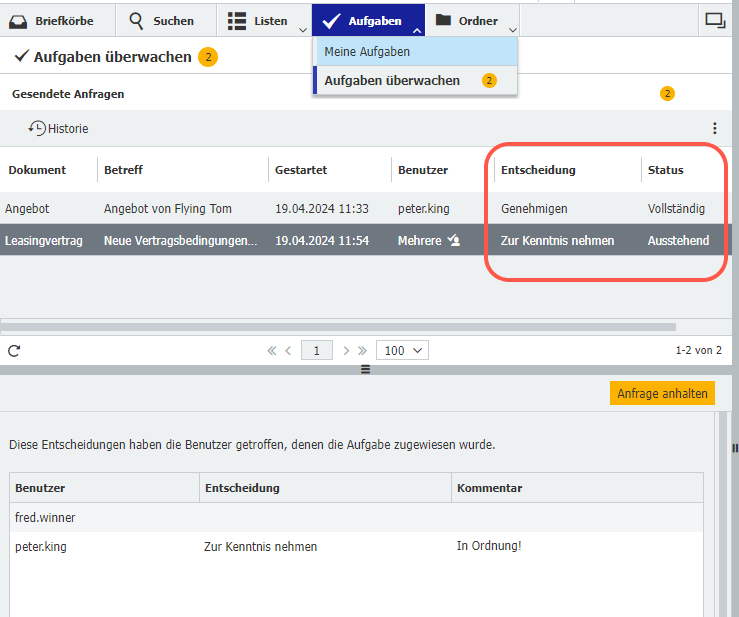 Anfragen überwachen
